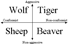 A two dimensional graph that has Aggression and Conformity Axis's to show the Psychographic categories graphically