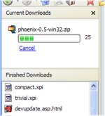 Screenshot of sidebar with the Download panel opened